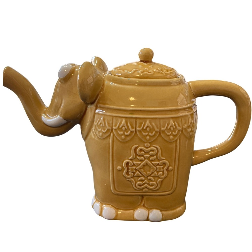 Cute Elephant Teapot‎ Ceramic Yellow Novelty Animal Kettle
